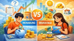 Ilustrasi perbedaan menabung dan investasi dalam perencanaan keuangan untuk pemula