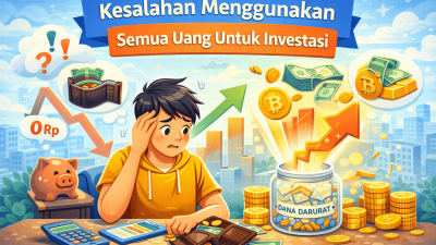 Ilustrasi kesalahan menggunakan semua uang untuk investasi bagi pemula