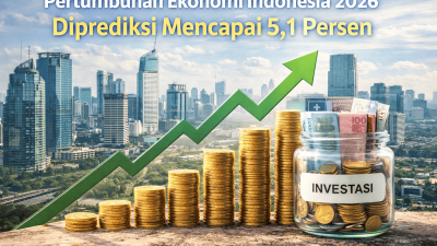 Ilustrasi pertumbuhan ekonomi Indonesia 2026 yang didorong oleh investasi dan konsumsi domestik